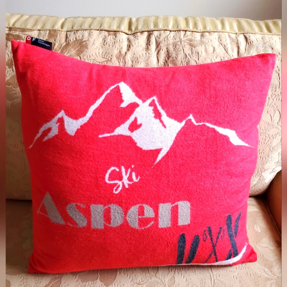 David Fussenegger Set Of 2 Ski Aspen  Pillows /Red